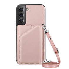 Funda Lujo Cuero Carcasa Y04B para Samsung Galaxy S21 Plus 5G Oro Rosa