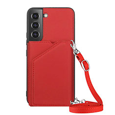 Funda Lujo Cuero Carcasa Y04B para Samsung Galaxy S21 Plus 5G Rojo