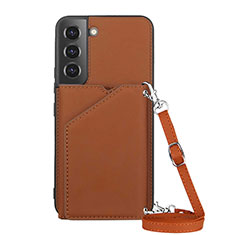 Funda Lujo Cuero Carcasa Y04B para Samsung Galaxy S22 5G Marron