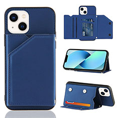 Funda Lujo Cuero Carcasa Y05B para Apple iPhone 15 Azul