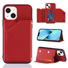 Funda Lujo Cuero Carcasa Y05B para Apple iPhone 15 Plus Rojo