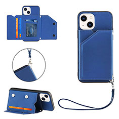 Funda Lujo Cuero Carcasa Y06B para Apple iPhone 14 Azul