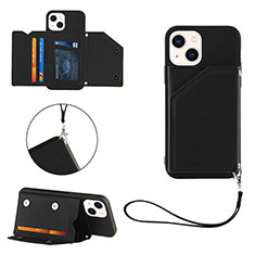 Funda Lujo Cuero Carcasa Y06B para Apple iPhone 15 Plus Negro