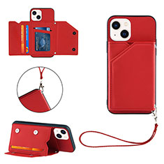 Funda Lujo Cuero Carcasa Y06B para Apple iPhone 15 Plus Rojo