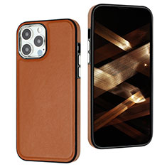 Funda Lujo Cuero Carcasa Y07B para Apple iPhone 13 Pro Max Marron