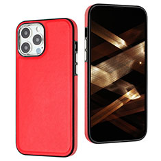 Funda Lujo Cuero Carcasa Y07B para Apple iPhone 13 Pro Max Rojo