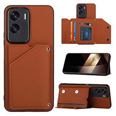 Funda Lujo Cuero Carcasa YB1 para Huawei Honor 90 Lite 5G Marron