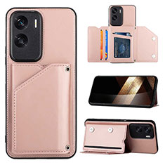 Funda Lujo Cuero Carcasa YB1 para Huawei Honor 90 Lite 5G Oro Rosa