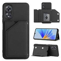 Funda Lujo Cuero Carcasa YB1 para Oppo A17 Negro