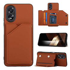 Funda Lujo Cuero Carcasa YB1 para Oppo A18 Marron