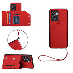 Funda Lujo Cuero Carcasa YB1 para Oppo A57 5G Rojo