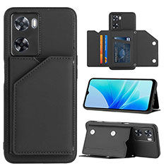 Funda Lujo Cuero Carcasa YB1 para Oppo A77 4G Negro