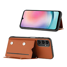 Funda Lujo Cuero Carcasa YB1 para Samsung Galaxy A24 4G Marron