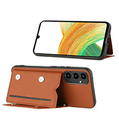 Funda Lujo Cuero Carcasa YB1 para Samsung Galaxy Quantum4 5G Marron