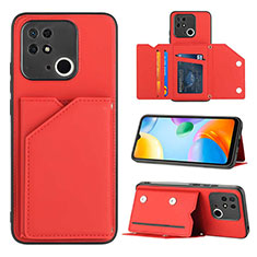 Funda Lujo Cuero Carcasa YB1 para Xiaomi Redmi 10 India Rojo