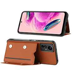 Funda Lujo Cuero Carcasa YB1 para Xiaomi Redmi Note 12S Marron