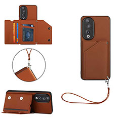 Funda Lujo Cuero Carcasa YB2 para Huawei Honor 90 5G Marron