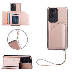 Funda Lujo Cuero Carcasa YB2 para Huawei Honor 90 Lite 5G Oro Rosa