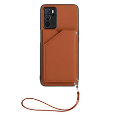 Funda Lujo Cuero Carcasa YB2 para Oppo A16 Marron