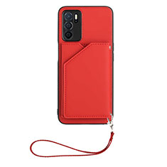 Funda Lujo Cuero Carcasa YB2 para Oppo A16 Rojo