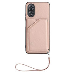 Funda Lujo Cuero Carcasa YB2 para Oppo A17 Oro Rosa