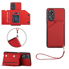 Funda Lujo Cuero Carcasa YB2 para Oppo A18 Rojo