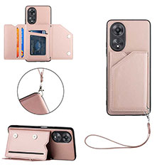 Funda Lujo Cuero Carcasa YB2 para Oppo A58 4G Oro Rosa