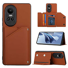 Funda Lujo Cuero Carcasa YB2 para Oppo Reno10 5G Marron