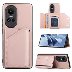 Funda Lujo Cuero Carcasa YB2 para Oppo Reno10 5G Oro Rosa