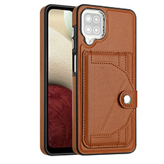 Funda Lujo Cuero Carcasa YB2 para Samsung Galaxy A12 Marron