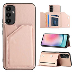 Funda Lujo Cuero Carcasa YB2 para Samsung Galaxy Jump3 5G Oro Rosa