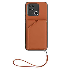 Funda Lujo Cuero Carcasa YB2 para Xiaomi Redmi 10C 4G Marron