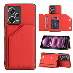 Funda Lujo Cuero Carcasa YB2 para Xiaomi Redmi Note 12 Pro 5G Rojo