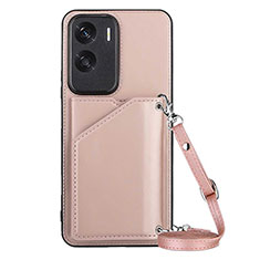 Funda Lujo Cuero Carcasa YB3 para Huawei Honor 90 Lite 5G Oro Rosa