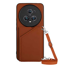 Funda Lujo Cuero Carcasa YB3 para Huawei Honor Magic5 Pro 5G Marron