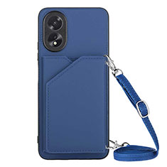 Funda Lujo Cuero Carcasa YB3 para Oppo A18 Azul