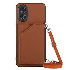 Funda Lujo Cuero Carcasa YB3 para Oppo A18 Marron