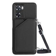 Funda Lujo Cuero Carcasa YB3 para Oppo A57 4G Negro