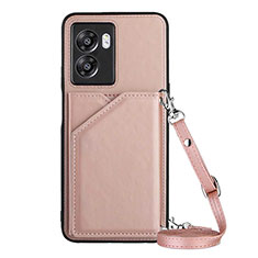 Funda Lujo Cuero Carcasa YB3 para Oppo A57 5G Oro Rosa