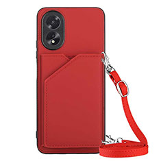 Funda Lujo Cuero Carcasa YB3 para Oppo A58 4G Rojo