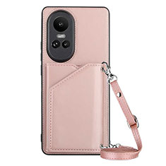 Funda Lujo Cuero Carcasa YB3 para Oppo Reno10 5G Oro Rosa