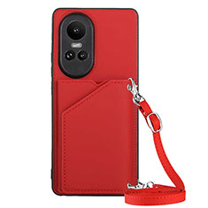 Funda Lujo Cuero Carcasa YB3 para Oppo Reno10 5G Rojo