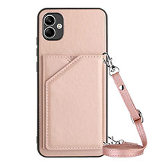 Funda Lujo Cuero Carcasa YB3 para Samsung Galaxy A04 4G Oro Rosa