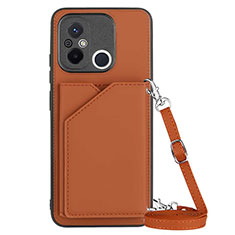 Funda Lujo Cuero Carcasa YB3 para Xiaomi Poco C55 Marron