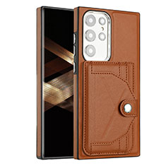 Funda Lujo Cuero Carcasa YB5 para Samsung Galaxy S25 Ultra 5G Marron