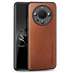 Funda Lujo Cuero Carcasa YM1 para Huawei Mate 60 Marron