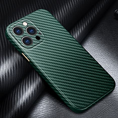 Funda Lujo Fibra de Carbon Carcasa Twill C01 para Apple iPhone 13 Pro Verde