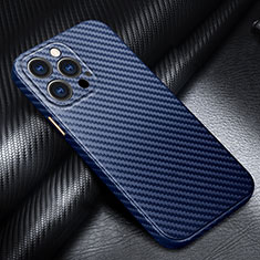 Funda Lujo Fibra de Carbon Carcasa Twill para Apple iPhone 14 Pro Azul