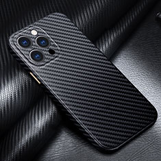 Funda Lujo Fibra de Carbon Carcasa Twill para Apple iPhone 15 Pro Negro