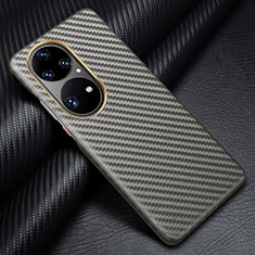 Funda Lujo Fibra de Carbon Carcasa Twill para Huawei P50 Gris